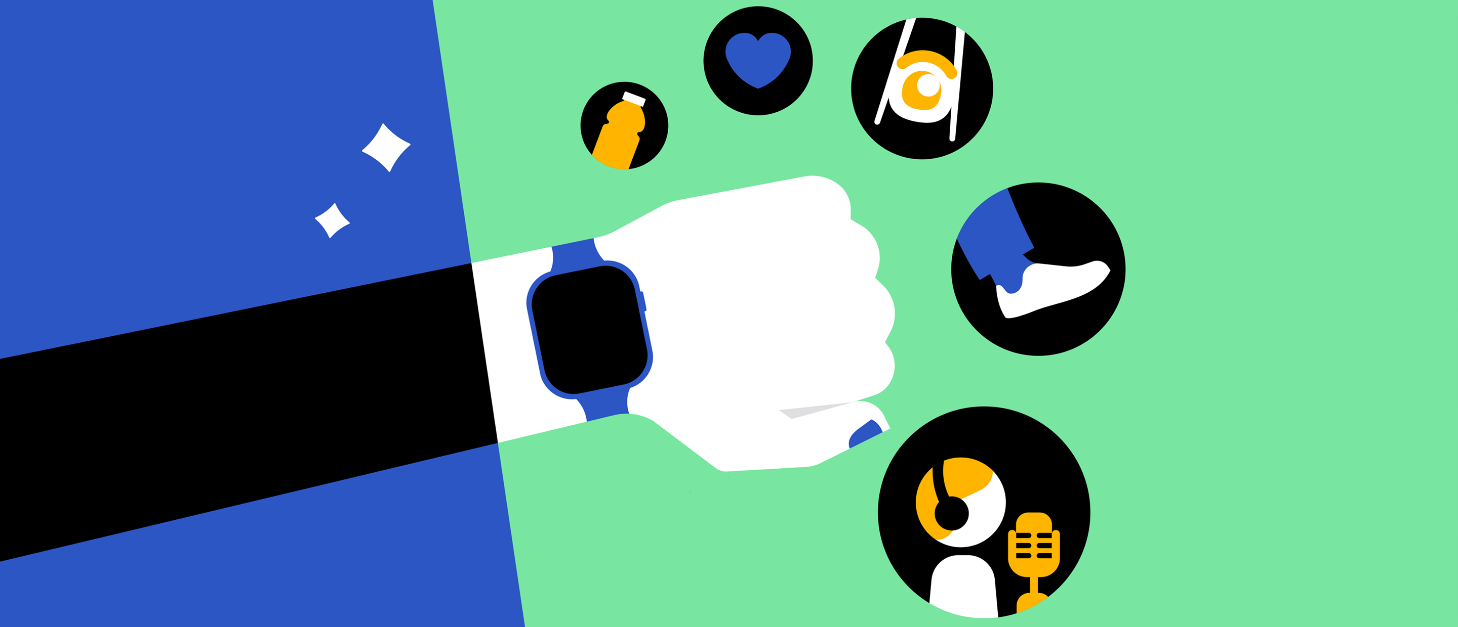Illustration of a hand wearing a smartwatch