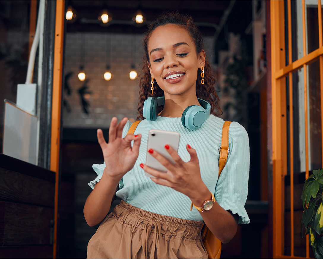 A woman using her phone